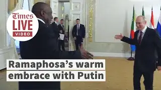 Cyril Ramaphosa warmly greets Russian leader Vladimir Putin