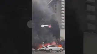 Ужасный пожар на бульваре Шевченко в центре Киева