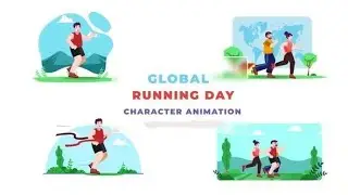Global Running Character Animation Scene Premiere Pro Template Download