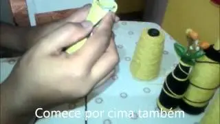 DIY - Customizando garrafas de vidro com barbantes