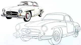 Mercedes 300SL Pencil Drawing Tutorial | Easy Steps for Beginners
