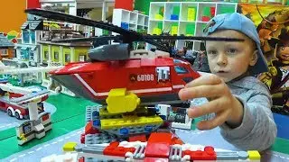 Funny Lyova Playing LEGO CITY Fire Helicopter and Ambulance