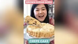 NEW Brown Sugar Boba Crepe Cake Review & Taste Test! #shorts