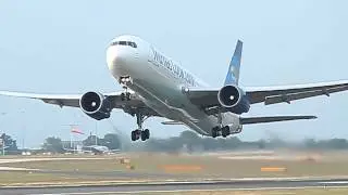 Thomas Cook B767 A330 takeoffs at Manchester Airport (MAN).