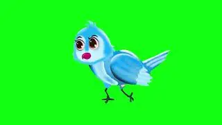 Cartoon Blu Bird walk Green Screen Free No Copyright 