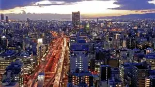 Traffic lapse - Osaka City Night from ORIX Building Japan