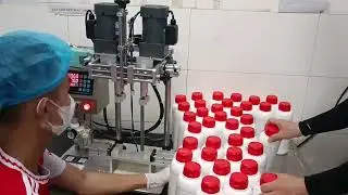 Máy siết nắp bán tự động 4 bánh xe, đa dụng cho nhiều loại nắp vặn xoay, máy vặn nắp