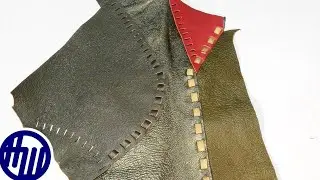 How to assemble a fabric from leather scraps using a decorative stitch. Master class.