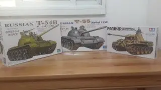 Сборные модели танков с AliExpress в ожидании сборки. Т-54Б, Т-55, Panther Ausf.A