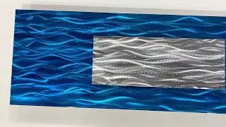 blue abstract metal wall art,  silver blue horizontal vertical modern wall decor, 36