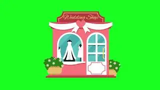 Green Screen-Animation architecture. Building in after effects. Green background.