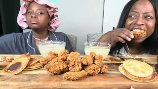 HOMEMADE CHICKEN AND PANCAKES MUKBANG🥞