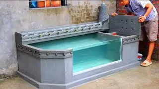 Designer outdoor aquarium fountain with cement and brick #19!