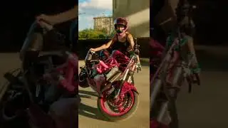 Girl bike stunt #shorts
