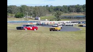 QHTCA Race 3 Lap 1 at Lakeside on 30 June 2024