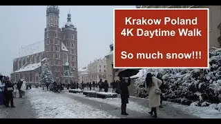 Walking Krakow Poland, the amazing winter wonderland (4K)