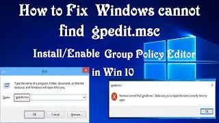 How to Fix gpedit.msc not found error in windows 10| How To Enable Group Policy Editor (gpedit.msc)
