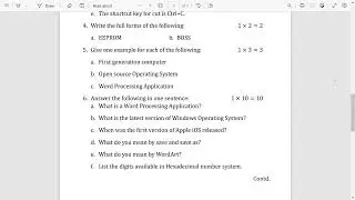 Class 9 First Unit Test Sample Paper - Computer Science - 2024