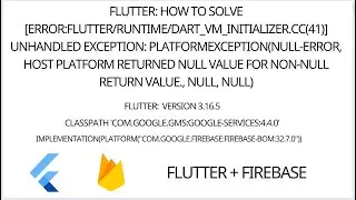 Flutter : [ERROR:flutter/runtime/dart_vm_initializer.cc(41)] Unhandled Exception: PlatformException