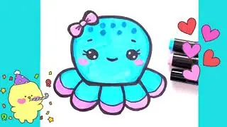 Octopus How to Draw step by step🐙Easy Drawings for Kids