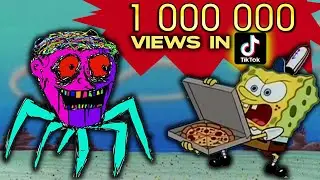 💥I voted spider trying to get a pizza from Spongebob | ONE MILLION VIEWS IN TIK TOK