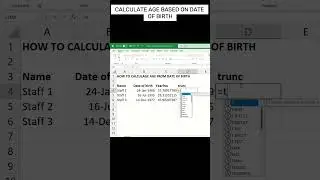 Calculate age from Date of Birth in Excel  @haminh1804  #excel #excel formulas #yearfrac #trunc