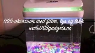 USB-akvarium med filter, lys og lokk