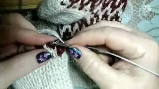 Вязание спицами. Носочки узором ленивым жаккард.