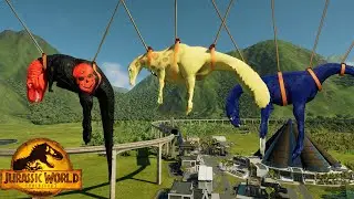 Jurassic World Evolution 2 T Rex Colors vs Ankylosaurus vs Therizinosaurus Dinosaurs Fighting