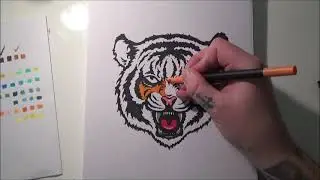 Drawing a TIGER HEAD - Marker Artwork
