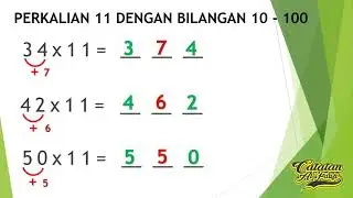 Trik Hitung Cepat Matematika || Perkalian 11 Dengan Bilangan 10-100