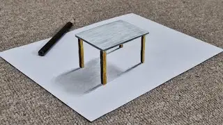 3d drawing  table on paper for beginner