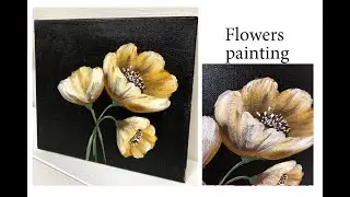 EASY | How to paint flowers |For Beginners | Acrylic Technique on canvas by Julia Kotenko