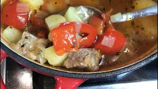 Ароматный суп с болгарским перцем , бараниной и помидорами