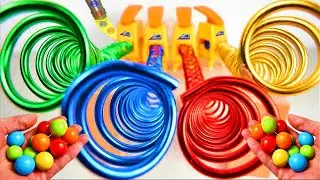 Iron Tube Marble Run Race ASMR # 3 ☆ Iron Black Holes ☆ Creative Healing Sound Machine Build