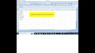 Excel Trick for Sorting Problem With Numbers As Text. Step by Step discussion.
