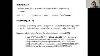 awk  arrays, functions, control flow