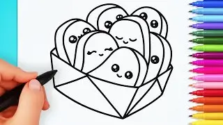 How to draw cute food easy | Drawing and coloring kawaii food