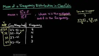 Mean of a Frequency Distribution Using ClassCalc