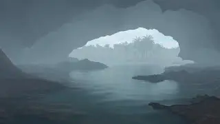 3d cave scene created using c4d and Arnold render