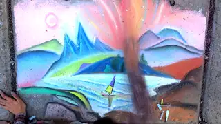 如何绘制， 如何绘制景观？ 加速绘画，绘画，抽象，干粉淡色，艺术家，绘画课程