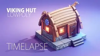 TIMELAPSE - Lowpoly VIKING hut | Blender Speed Modeling