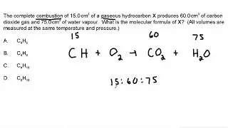 The complete combustion of 15.0 cm^3 of a gaseous hydrocarbon X produces 60.0 cm^3....