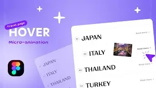 Travel cards hover Animation in Figma | Figma Micro-animations | UI design animation 💜👌