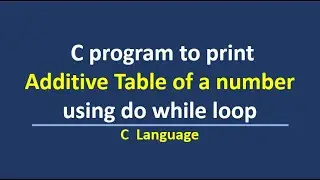 C program to find Additive table of a number