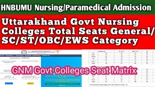 Uttarakhand GNM Govt Nursing College Total Seats 2025 General,SC,ST,OBC,EWS Category