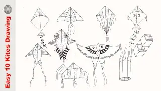 How to draw Kite | step by step very easy 10 Different Kite drawing | Draw step by step
