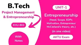 Unit 1: Entrepreneurship (PME) AKTU With Notes | BTech 4th Year KHU 802