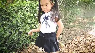 Girls print short T & Girls' skirt pants