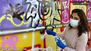 Demostración limpieza de graffitis en fachada y gráfica de Cinépolis